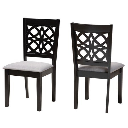 Baxton Studio Abigail Modern Grey Fabric and Dark Brown Finished Wood 2-Piece Dining Chair Set, PR 230-2PC-13213-ZORO